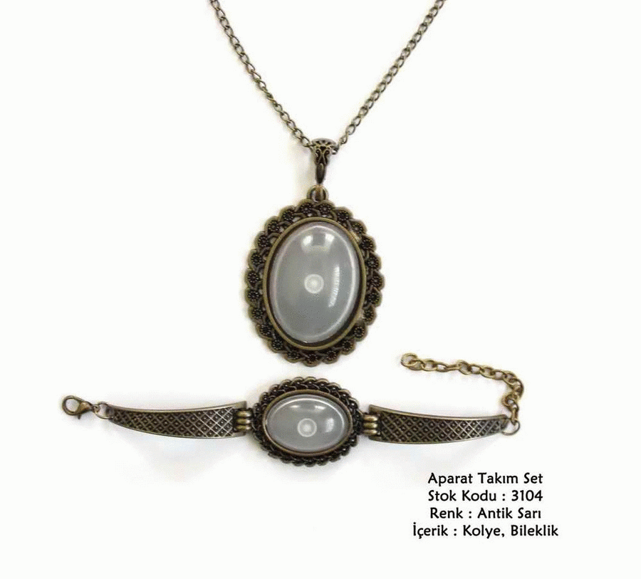 Kolye Bileklik Aparat Takım Set 3104 Antik Sarı