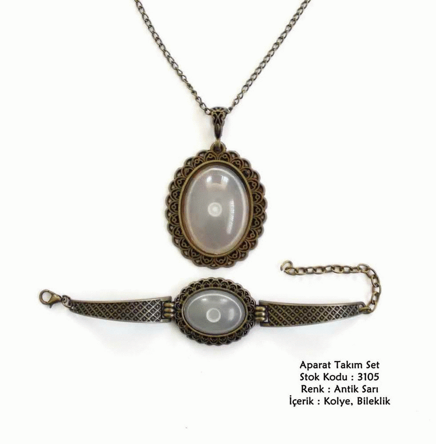 Kolye Bileklik Aparat Takım Set 3105 Antik Sarı