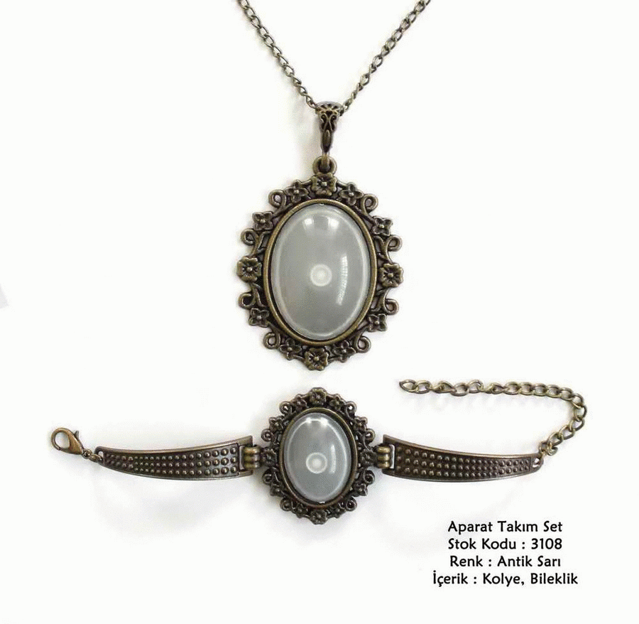 Kolye Bileklik Aparat Takım Set 3108 Antik Sarı