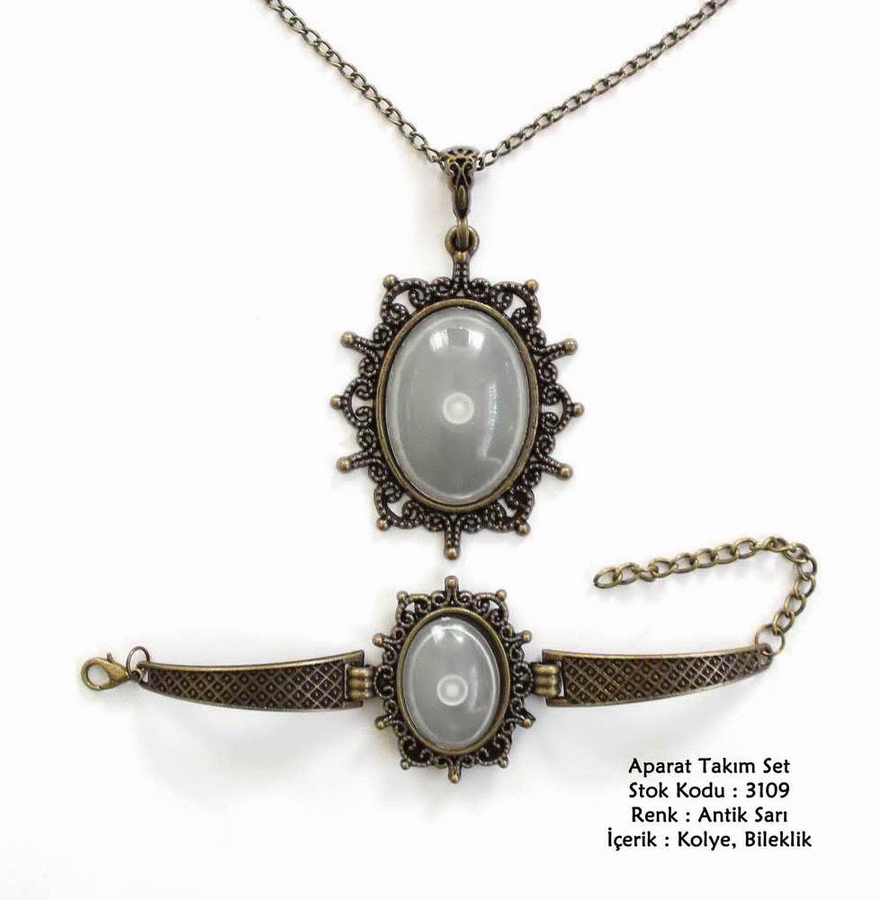 Kolye Bileklik Aparat Takım Set 3109 Antik Sarı