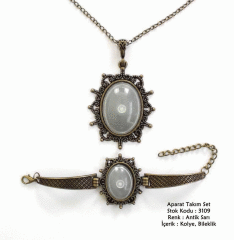 Kolye Bileklik Aparat Takım Set 3109 Antik Sarı