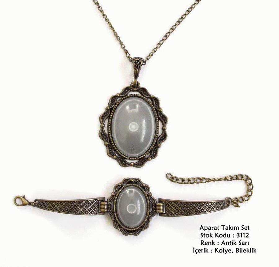 Kolye Bileklik Aparat Takım Set 3112 Antik Sarı