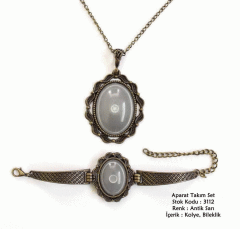 Kolye Bileklik Aparat Takım Set 3112 Antik Sarı