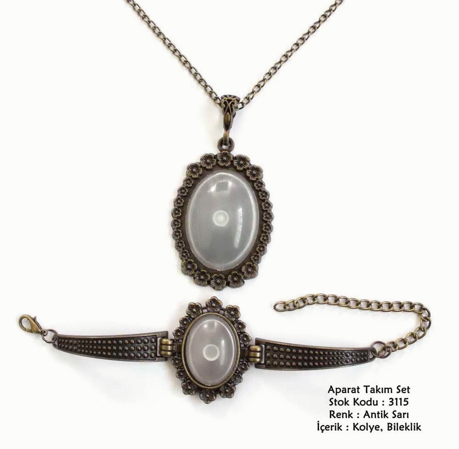 Kolye Bileklik Aparat Takım Set 3115 Antik Sarı