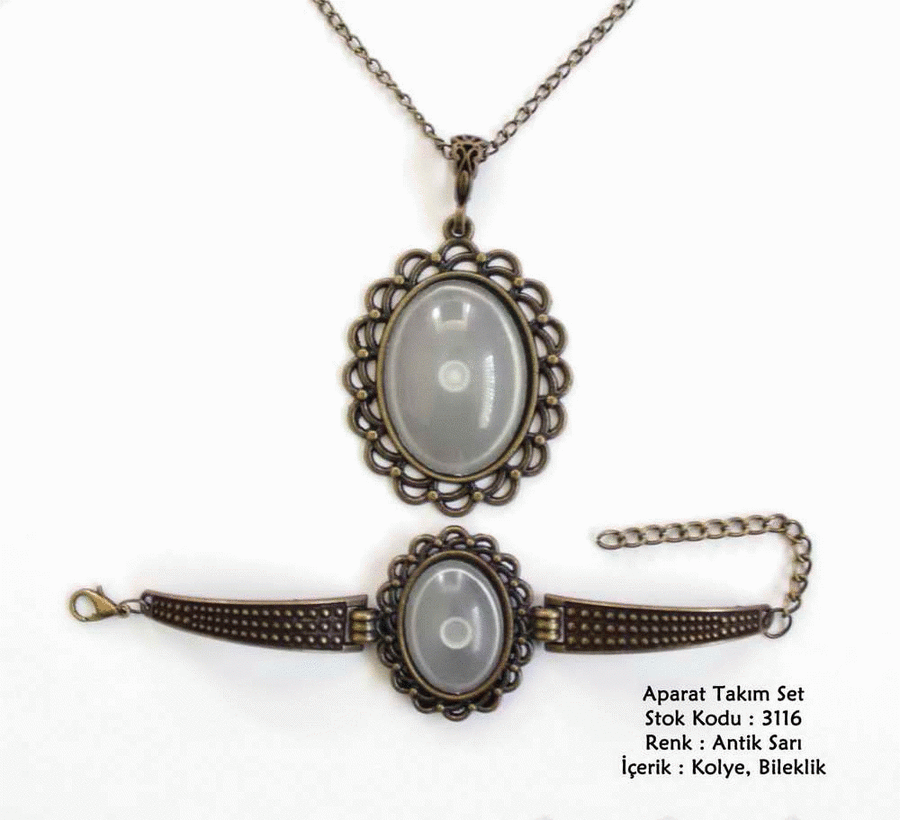 Kolye Bileklik Aparat Takım Set 3116 Antik Sarı