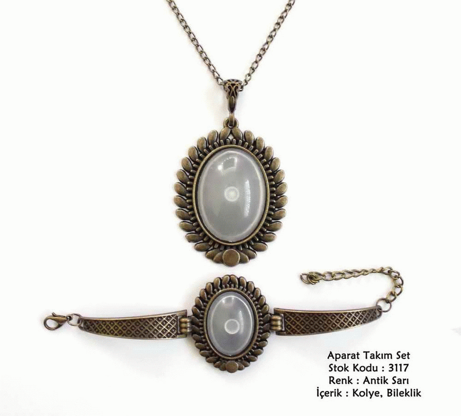Kolye Bileklik Aparat Takım Set 3117 Antik Sarı