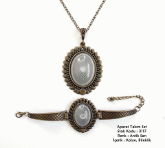 Kolye Bileklik Aparat Takım Set 3117 Antik Sarı