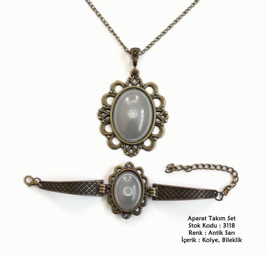Kolye Bileklik Aparat Takım Set 3118 Antik Sarı