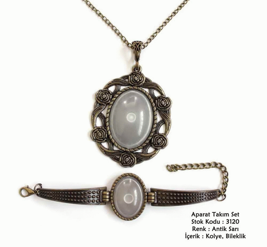 Kolye Bileklik Aparat Takım Set 3120 Antik Sarı
