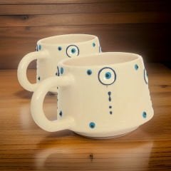 İlbay Seramik 2 li Klasik Damla Nazar Kupa Bardak Mug