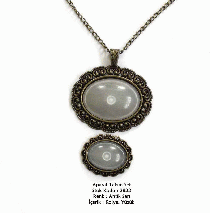 Kolye Yüzük Aparat Takım Set 2822 Antik Sarı