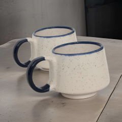 İlbay Seramik 2 li Klasik Lacivert Simli Kupa Bardak Mug