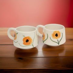 İlbay Seramik 2 li Klasik Sarı Gelincik Kupa Bardak Mug