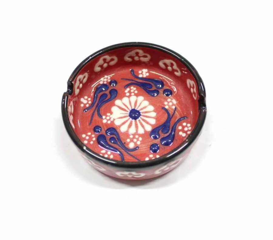 İlbay 8 cm Çini Seramik Küllük - Kırmızı