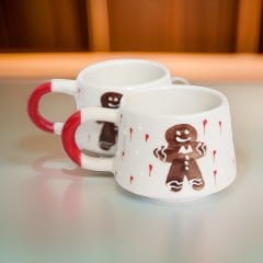 Zencefilli Kurabiye Adam Gingerbread Man 2 li Seramik Kupa Mug