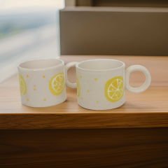 İlbay Seramik 2 li Silindir Sarı Limon Kupa Bardak Mug