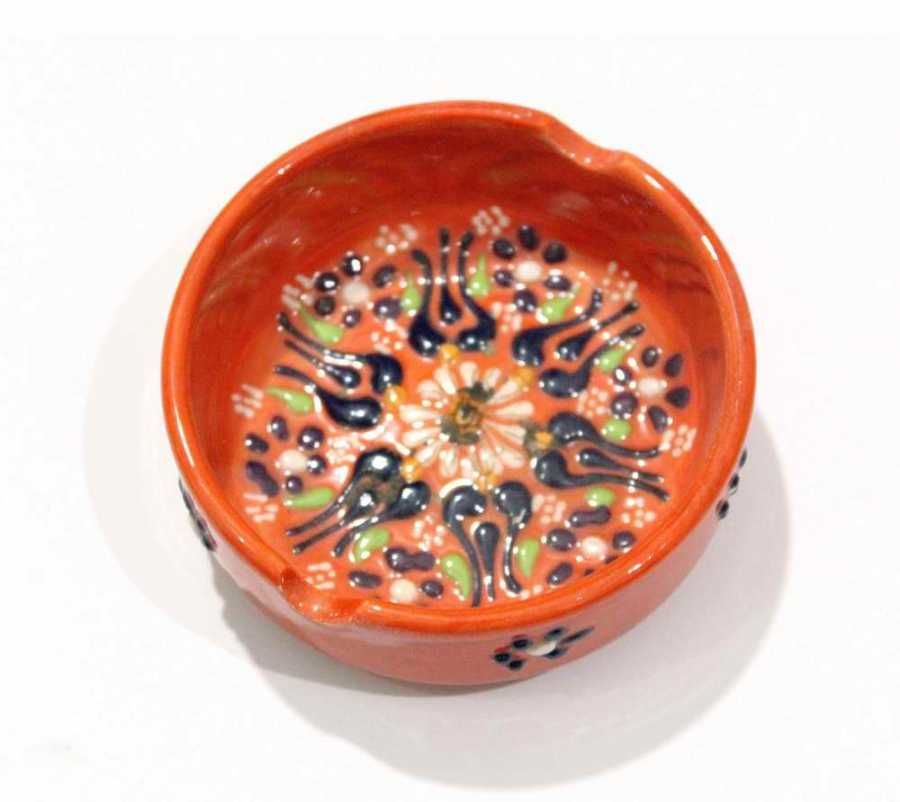 İlbay 8 cm Çini Seramik Küllük - Turuncu