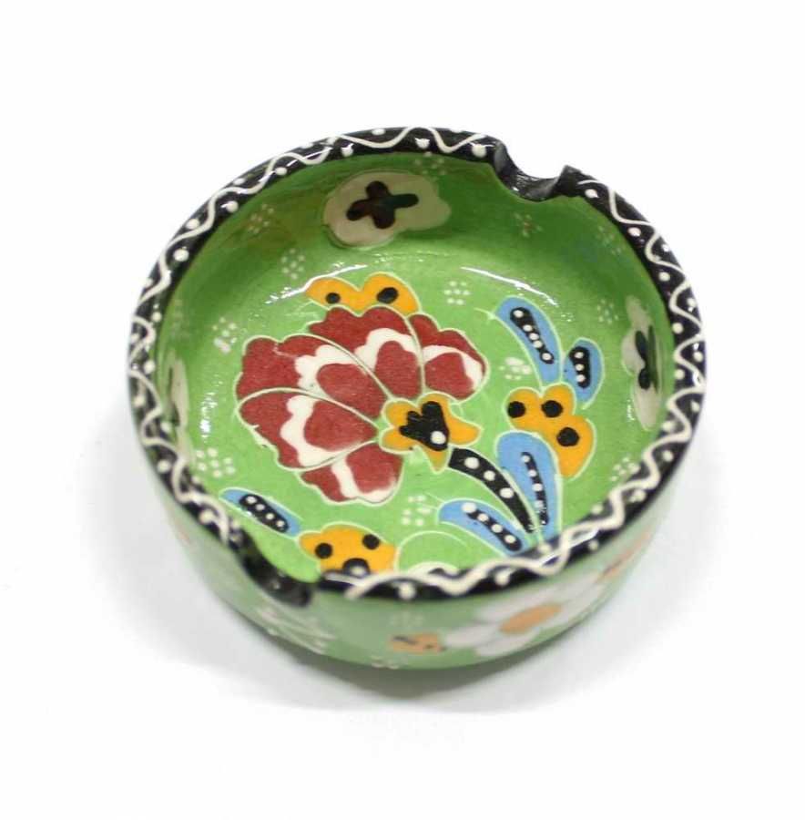 İlbay 8 cm Çini Seramik Küllük - Yeşil