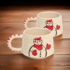 İlbay Seramik 2 li Klasik Kardanadam Kupa Bardak Mug Nescafe Fincanı