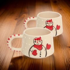 İlbay Seramik 2 li Klasik Kardanadam Kupa Bardak Mug Nescafe Fincanı