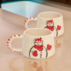 İlbay Seramik 2 li Klasik Kardanadam Kupa Bardak Mug Nescafe Fincanı