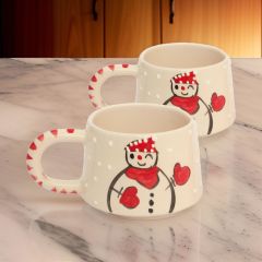 İlbay Seramik 2 li Klasik Kardanadam Kupa Bardak Mug Nescafe Fincanı