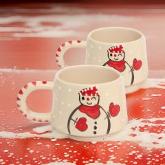 İlbay Seramik 2 li Klasik Kardanadam Kupa Bardak Mug Nescafe Fincanı