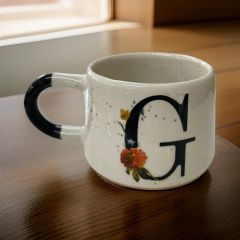 İlbay Seramik Harfli Klasik Kupa Bardak Mug - G Harfi