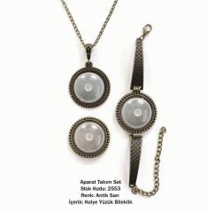 Kolye Bileklik Yüzük Aparat Takım Set 2553 Antik Sarı
