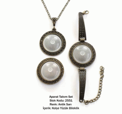 Kolye Bileklik Yüzük Aparat Takım Set 2551 Antik Sarı