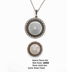 Kolye Yüzük Aparat Takım Set 2858 Antik Sarı