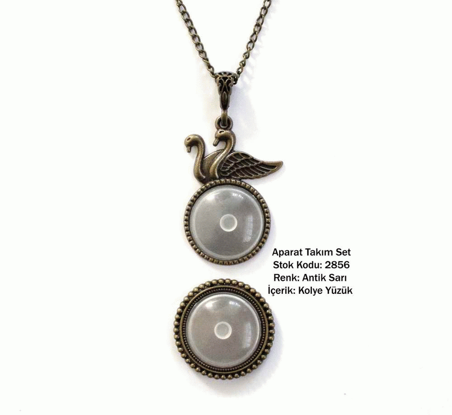 Kolye Yüzük Aparat Takım Set 2856 Antik Sarı