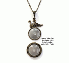 Kolye Yüzük Aparat Takım Set 2856 Antik Sarı