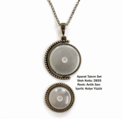 Kolye Yüzük Aparat Takım Set 2855 Antik Sarı
