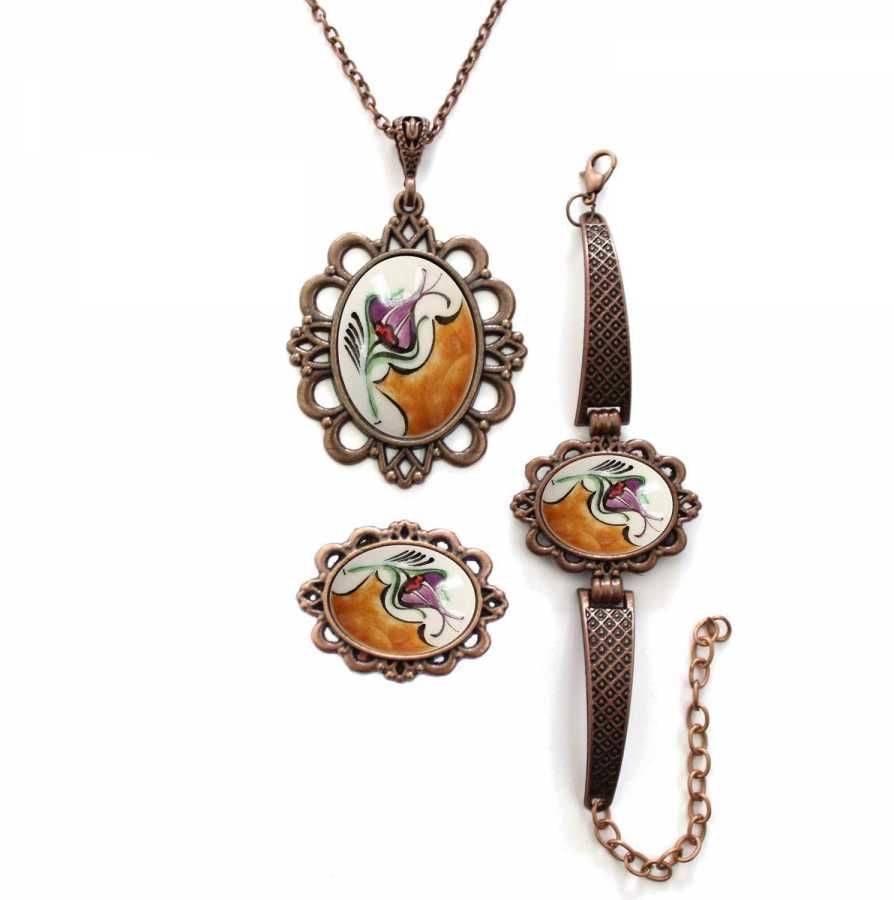 İlbay Çini Takı Kolye Bileklik Yüzük Seti 2418DS009