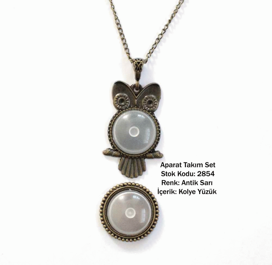 Kolye Yüzük Aparat Takım Set 2854 Antik Sarı