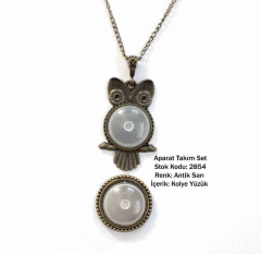 Kolye Yüzük Aparat Takım Set 2854 Antik Sarı