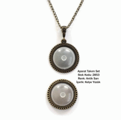 Kolye Yüzük Aparat Takım Set 2853 Antik Sarı