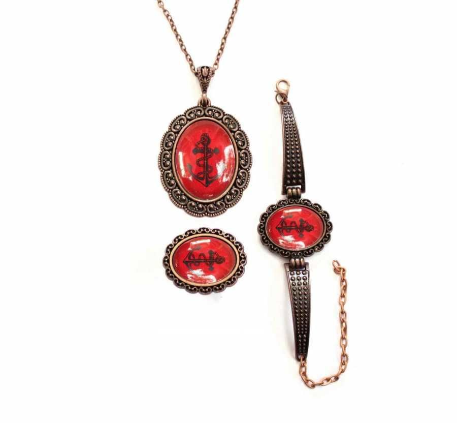 İlbay Çini Takı Kolye Bileklik Yüzük Seti 2406DS711