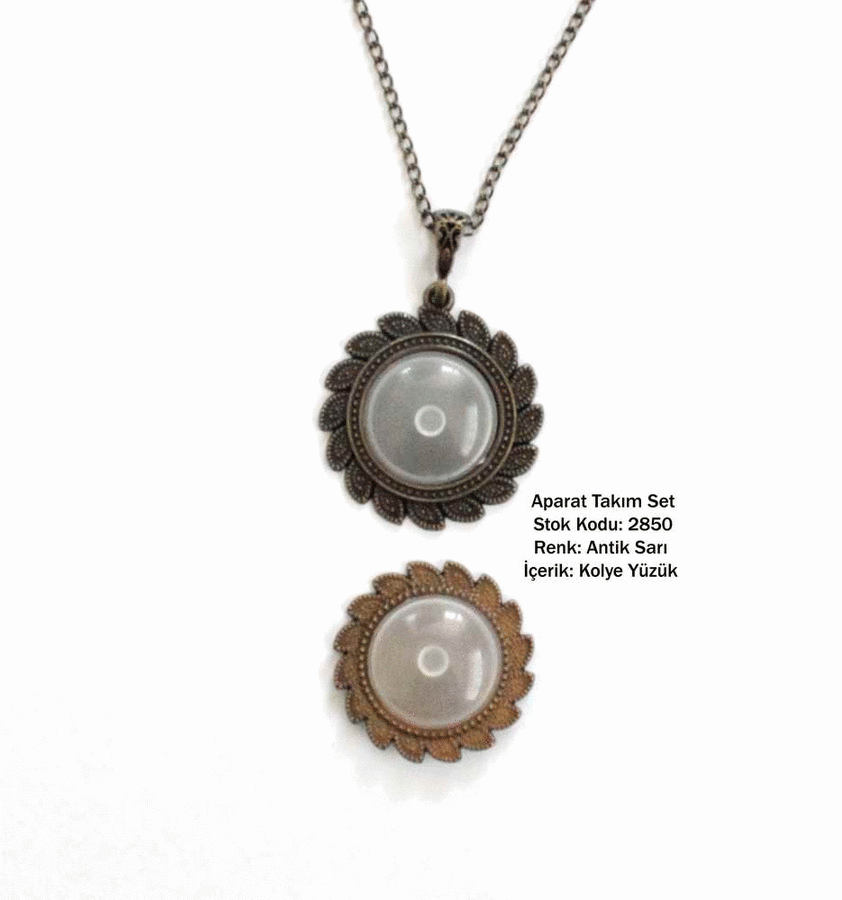 Kolye Yüzük Aparat Takım Set 2850 Antik Sarı