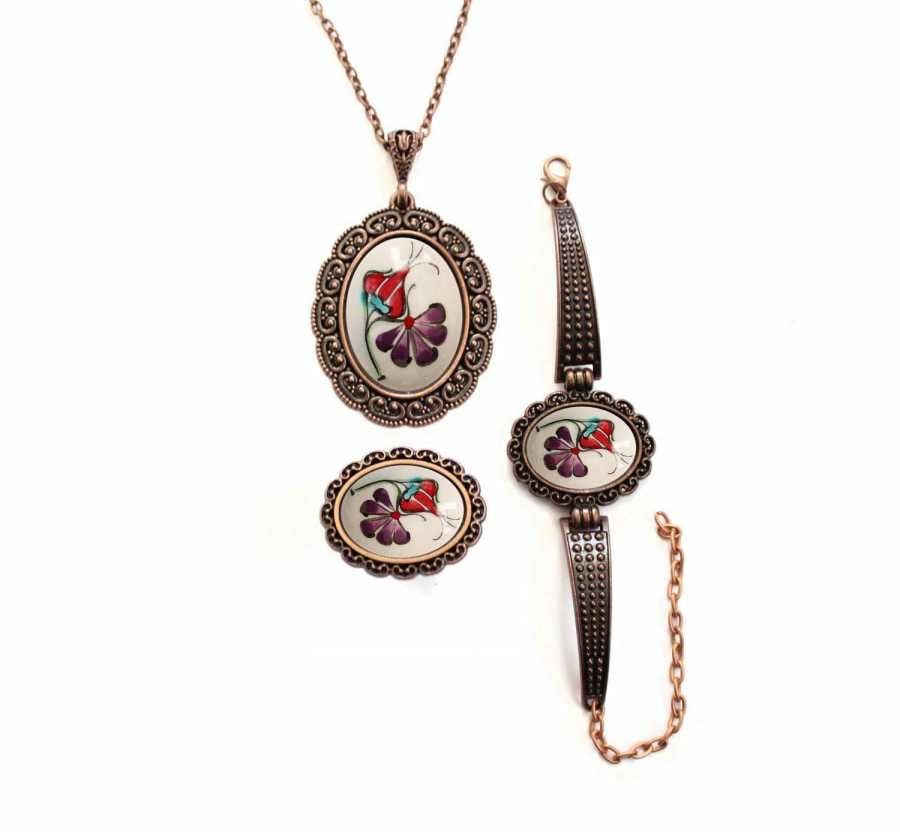 İlbay Çini Takı Kolye Bileklik Yüzük Seti 2406DS405