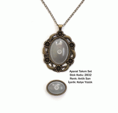 Kolye Yüzük Aparat Takım Set 2832 Antik Sarı