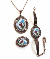 İlbay Çini Takı Kolye Bileklik Yüzük Seti 2402DS418