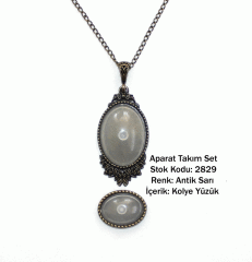Kolye Yüzük Aparat Takım Set 2829 Antik Sarı