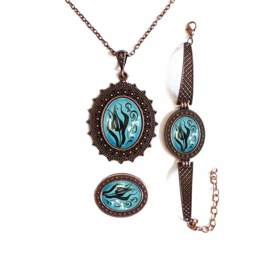 İlbay Çini Takı Kolye Bileklik Yüzük Seti 2401DS504