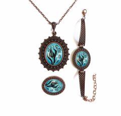 İlbay Çini Takı Kolye Bileklik Yüzük Seti 2401DS504