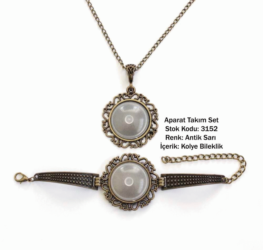 Kolye Bileklik Aparat Takım Set 3152 Antik Sarı