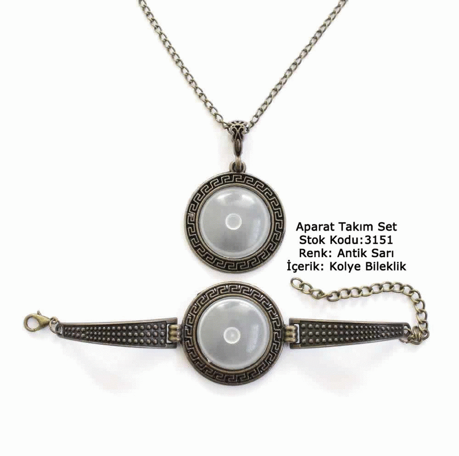 Kolye Bileklik Aparat Takım Set 3151 Antik Sarı