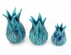 İlbay Turkuaz Çini Seramik Lale Takımı