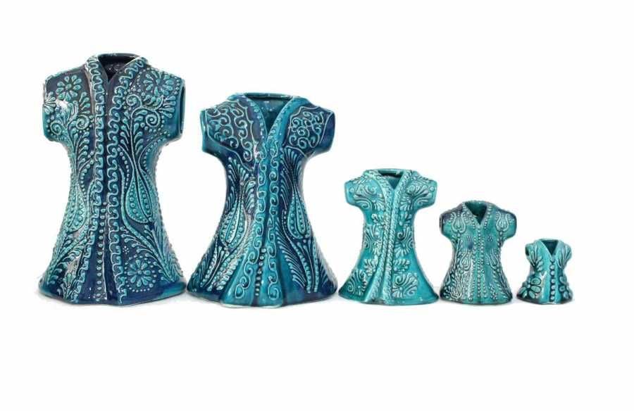 İlbay Turkuaz 5 li Çini Seramik Kaftan Seti